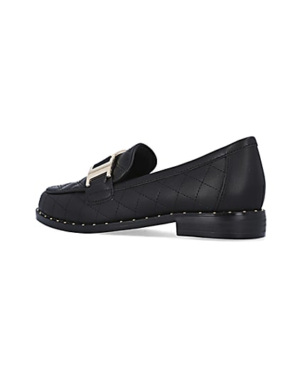 360 degree animation of product Girls Black PU Quilted Loafers frame-5