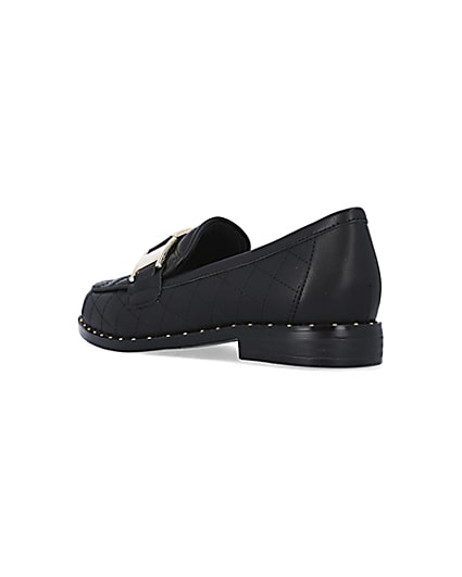 360 degree animation of product Girls Black PU Quilted Loafers frame-6