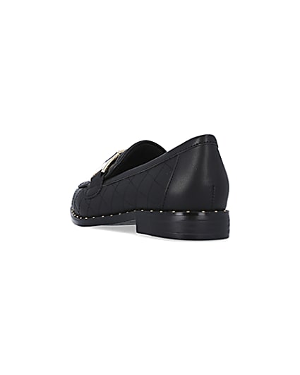360 degree animation of product Girls Black PU Quilted Loafers frame-7