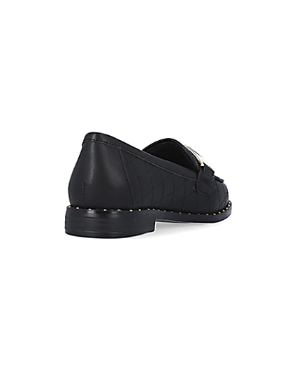 360 degree animation of product Girls Black PU Quilted Loafers frame-11