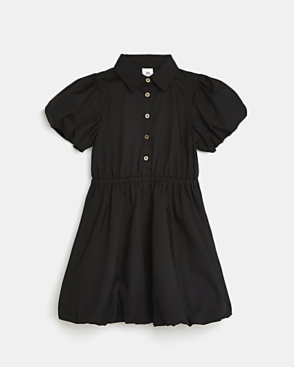 Girls black puff ball shirt dress