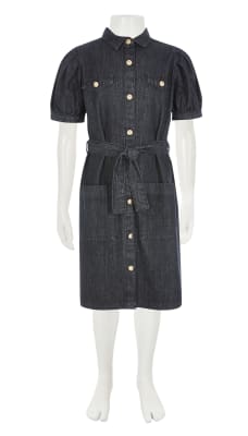 girls black denim dress