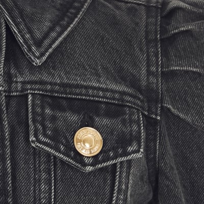 river island denim jacket puff sleeve