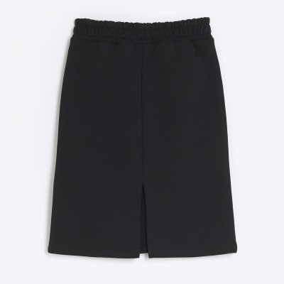 Short black jersey skirt sales