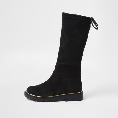 river island black knee high riding boots