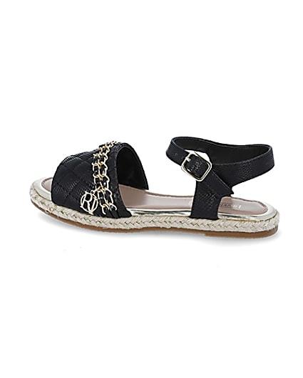360 degree animation of product Girls black quilted chain sandals frame-4
