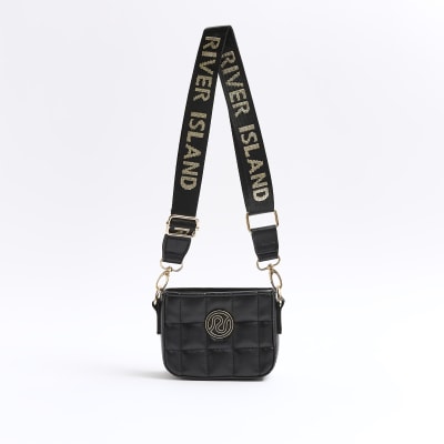 River Island Womens Black RI Strap Cross Body Bag