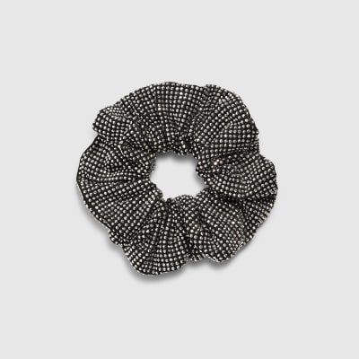 Girls Black Rhinestone Scrunchie