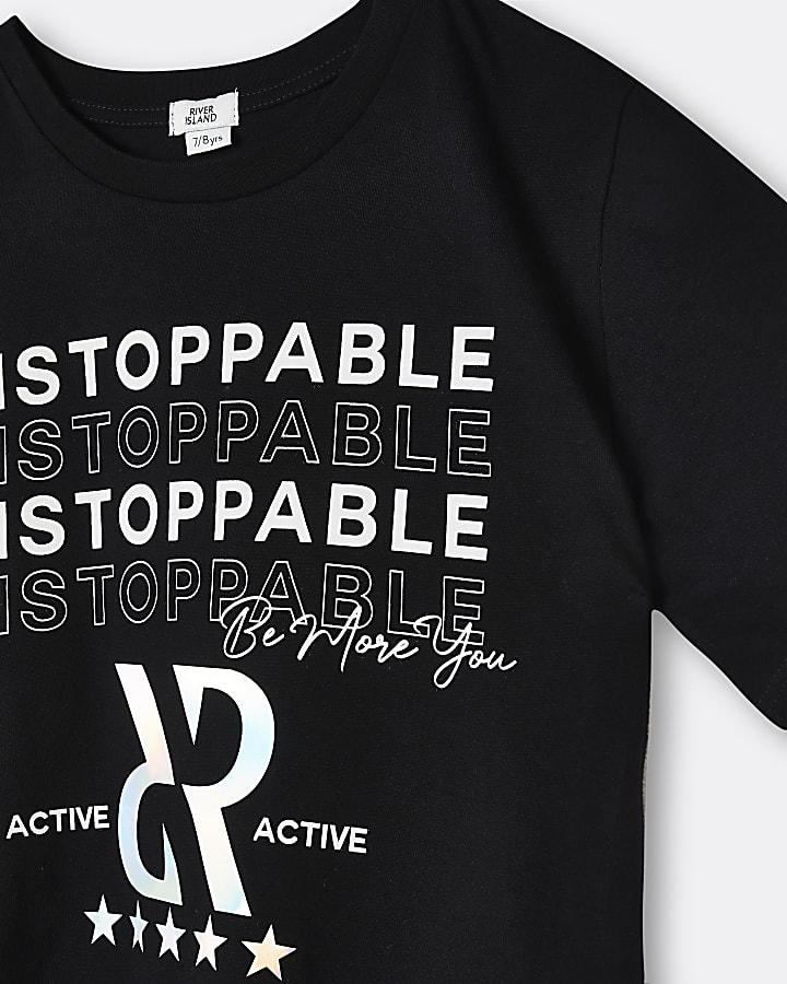 Girls black RI active 'Unstoppable' t-shirt