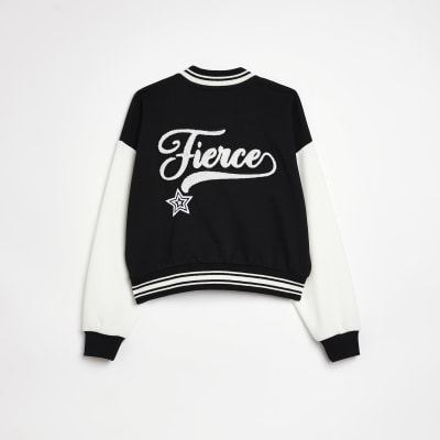 Girls Black RI Active Varsity Bomber Jacket