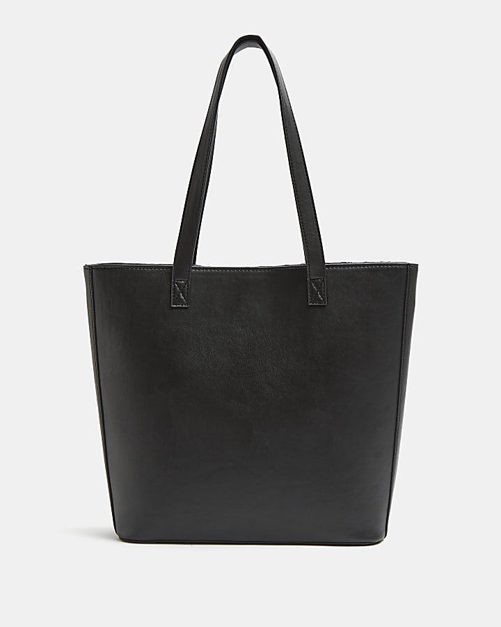 Girls black RI branded ruched shopper bag