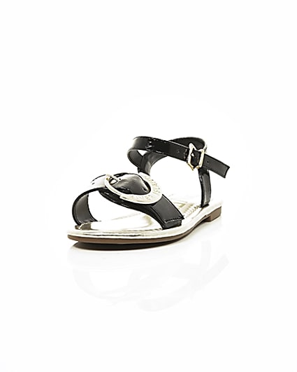 360 degree animation of product Girls black RI buckle sandals frame-2