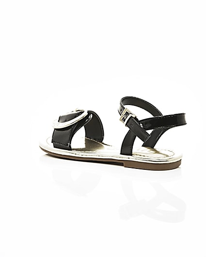 360 degree animation of product Girls black RI buckle sandals frame-19