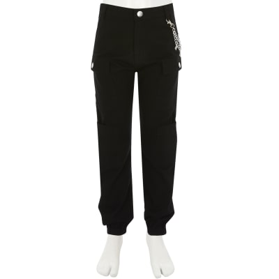 black cargo trousers with chain