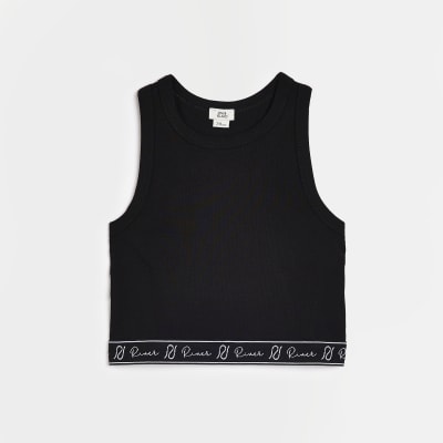 Girls Black RI Crop Top Island