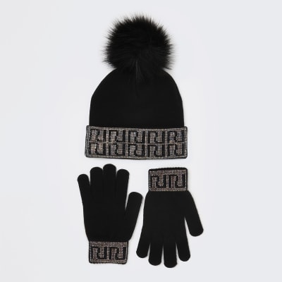diamante hat and scarf set