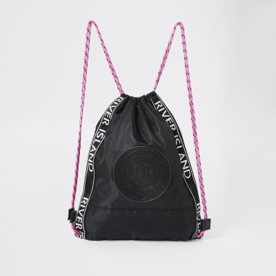 Girls black RI drawstring bag