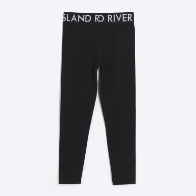 Buy River Island Girls Black Monogram Waistband Leggings from Next Canada