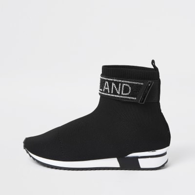 dune black sock trainers