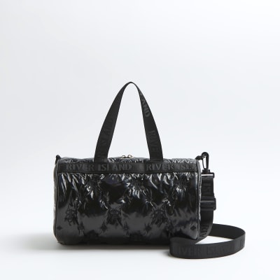Girls black RI embossed holdall bag River Island