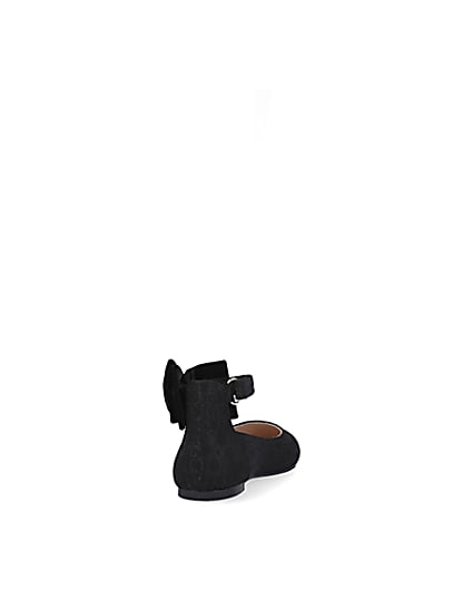 360 degree animation of product Girls black RI jaquard bow ballerina shoe frame-10