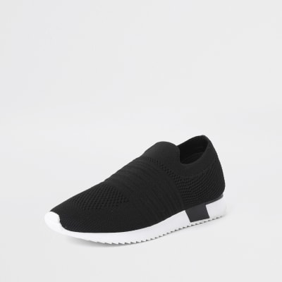black knitted trainers