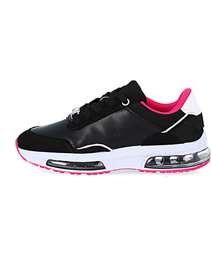 360 degree animation of product Girls black RI lace up trainers frame-3