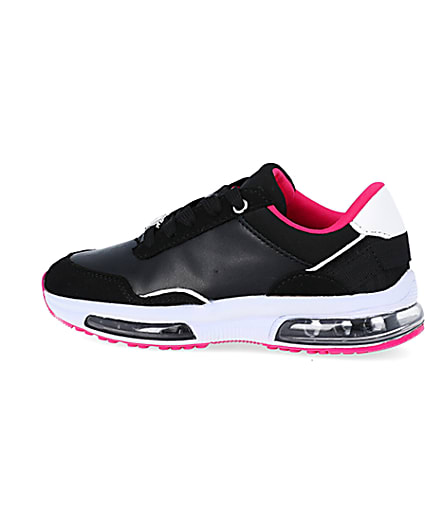 360 degree animation of product Girls black RI lace up trainers frame-4