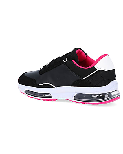 360 degree animation of product Girls black RI lace up trainers frame-5