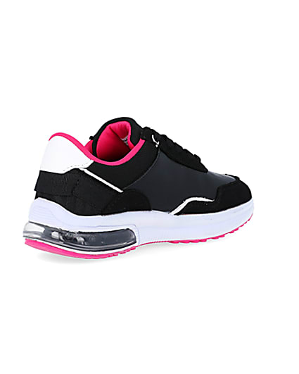 360 degree animation of product Girls black RI lace up trainers frame-12