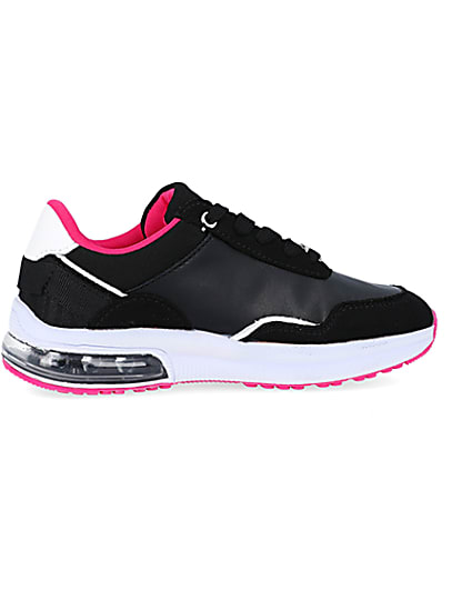 360 degree animation of product Girls black RI lace up trainers frame-14