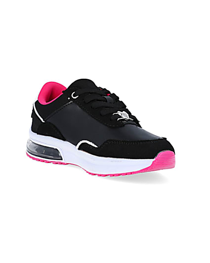 360 degree animation of product Girls black RI lace up trainers frame-18