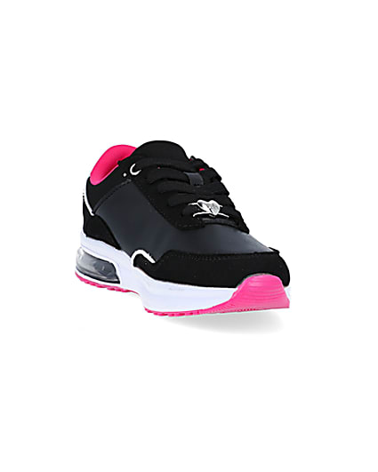 360 degree animation of product Girls black RI lace up trainers frame-19