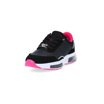 360 degree animation of product Girls black RI lace up trainers frame-23