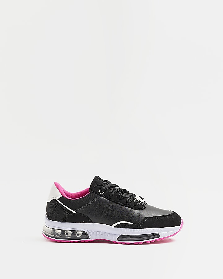 Girls black RI lace up trainers