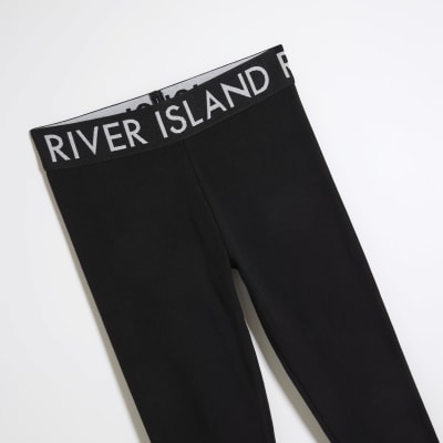 Girls black RI leggings 5 pack River Island