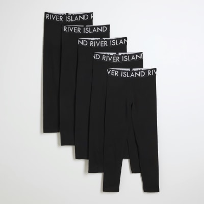 Girls black RI leggings 5 pack River Island