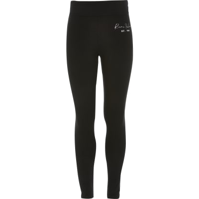 Girls black RI leggings | River Island