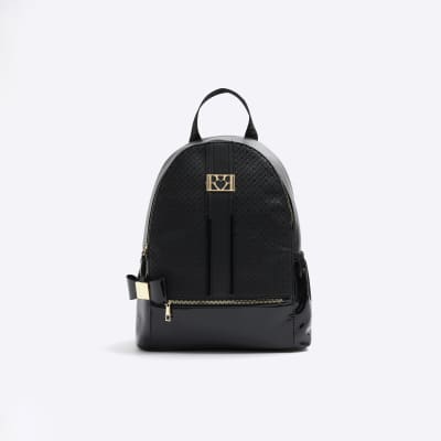 Black backpack river island on sale