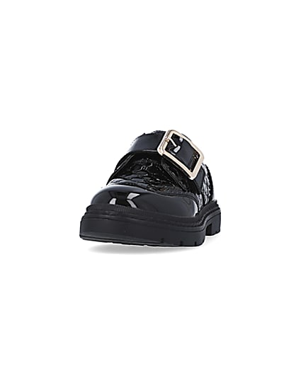 360 degree animation of product Girls black RI monogram buckle patent brogues frame-22