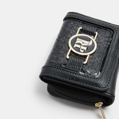 Girls black RI monogram embossed purse