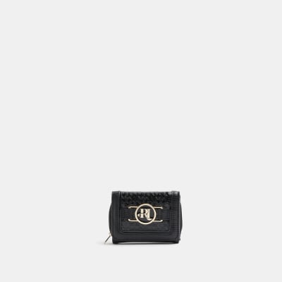 Girls black RI monogram embossed purse