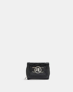 Girls black RI monogram embossed purse
