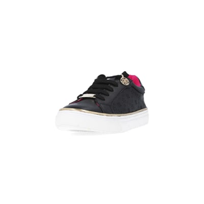 360 degree animation of product Girls Black RI Monogram trainers frame-23