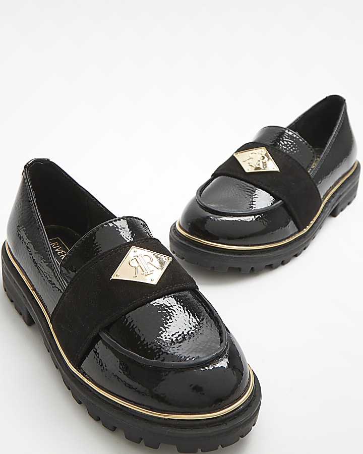 Girls black RI patent loafers