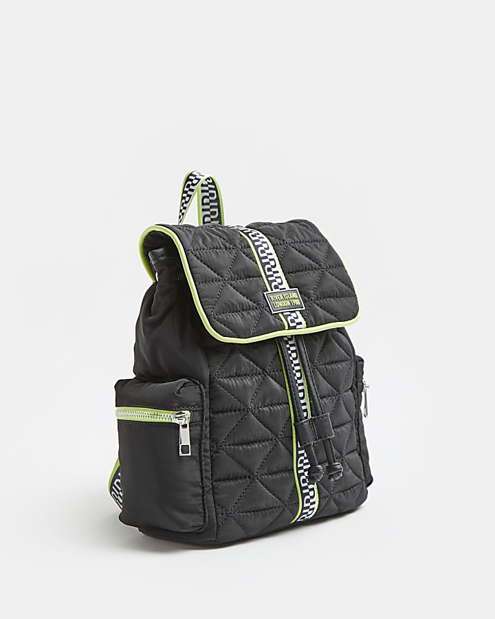 Girls black RI quilted backpack