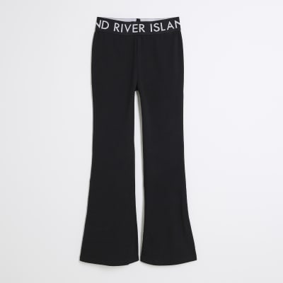 Girls Black RI Waistband Kick Flare Legging