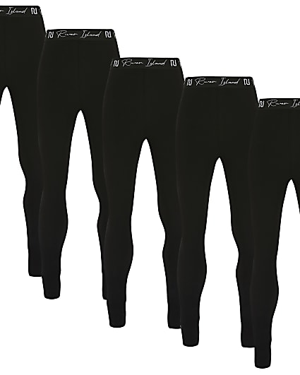 Girls black RI waistband leggings 5 pack