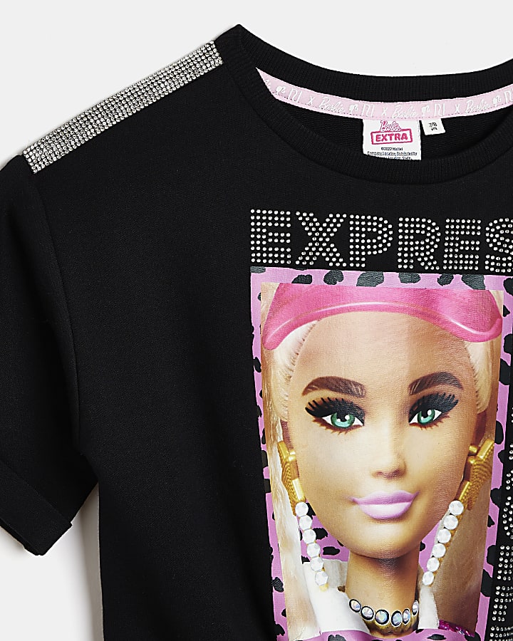 Girls Black RI x Barbie Graphic t-shirt Dress