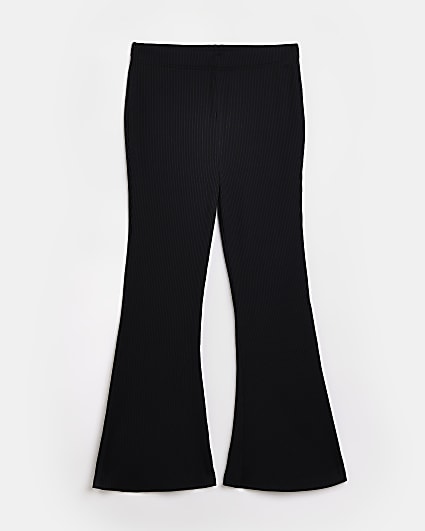 Girls Black ribbed Flared trousers